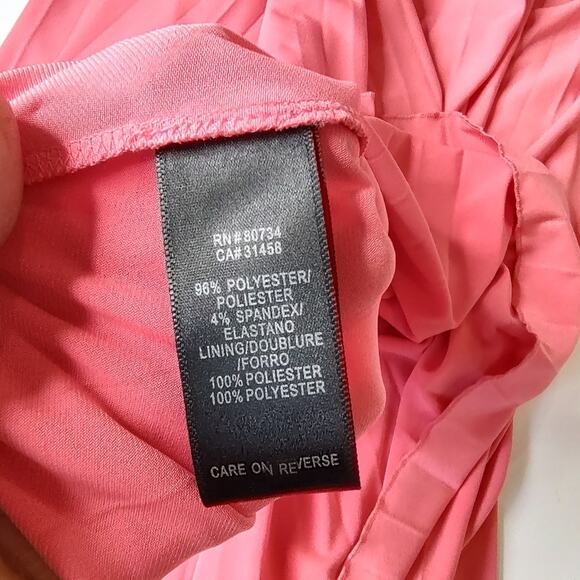 MaxAndCleo NWT Coral Sunburst Pleated Mini Dress Size 8 - Picture 2 of 16